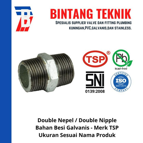 Double Nepel 1 1/4" inch Besi Galvanis TSP