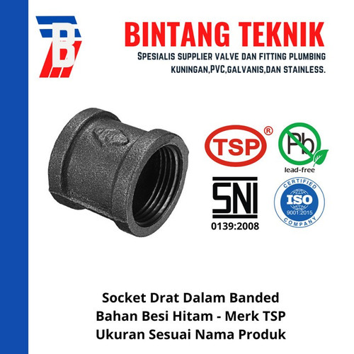 Socket 1" inch Besi Hitam TSP Drat Dalam