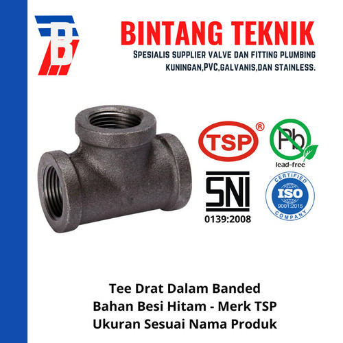 Tee 3/4" inch Besi Hitam TSP Drat Dalam