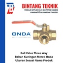 Ball Valve Three Way 2" inch Kuningan Onda