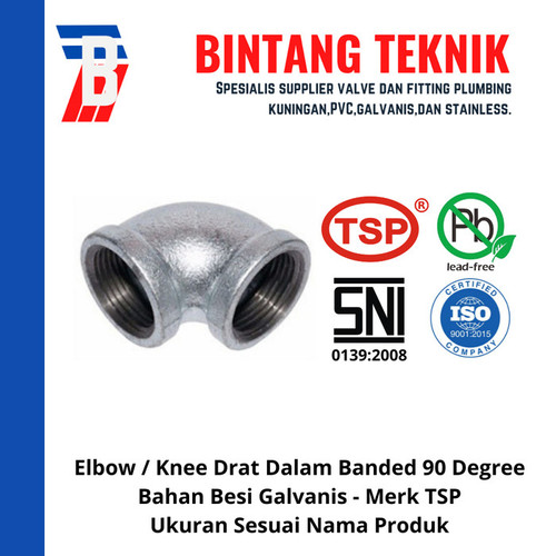 Elbow / Knee 3/4" inch Besi Galvanis TSP 90 Derajat
