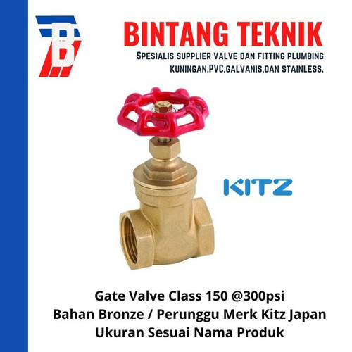 Gate Valve 1 1/2" inch Bronze Kitz Class #150