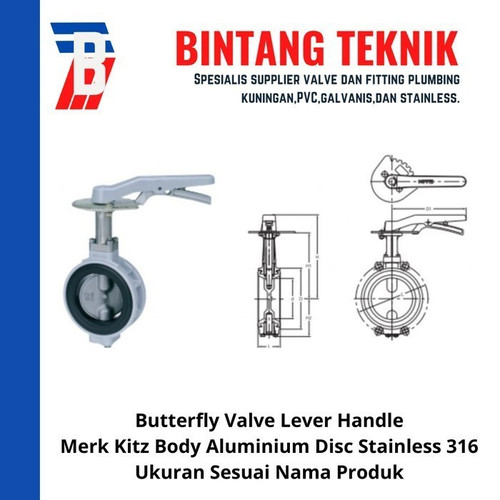 Butterfly Valve Kitz 5" inch Aluminimum Lever Handle