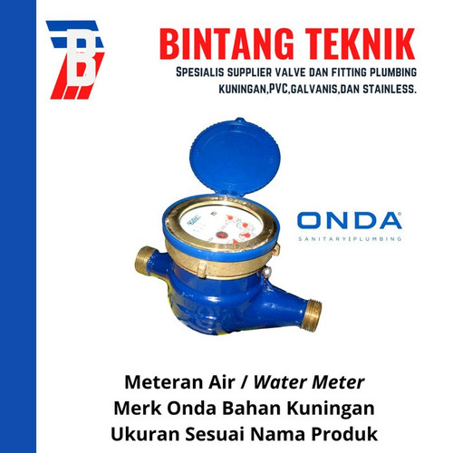 Meteran Air 1" inch Kuningan Onda