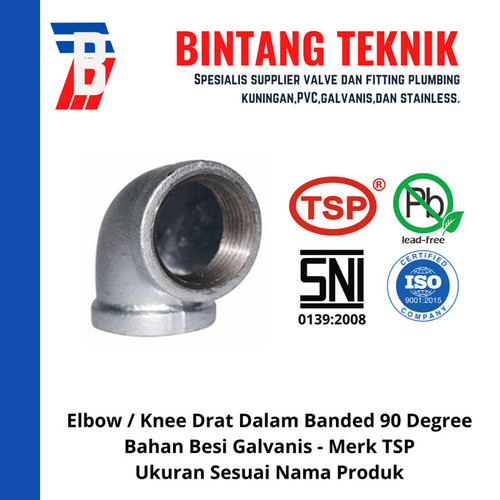 Elbow / Knee 3/4" inch Besi Galvanis TSP 90 Derajat