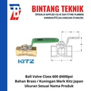 Ball Valve 1 1/2" inch Kuningan Kitz Class #600 W.O.G