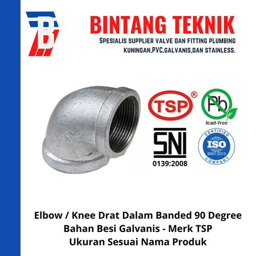 Elbow / Knee 3/4" inch Besi Galvanis TSP 90 Derajat