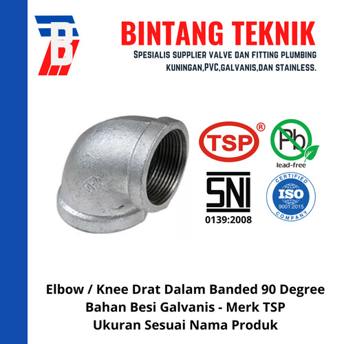 Elbow / Knee 1/2" inch Besi Galvanis TSP 90 Derajat