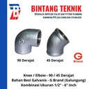 Knee / Elbow 1 1/4" inch Besi Galvanis Galungung (G) Brand