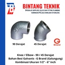 Knee / Elbow 3/4" inch Besi Galvanis Galungung (G) Brand