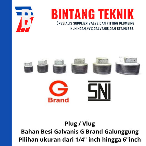 Plug 3/8" inch Besi Galvanis G Brand Galunggung