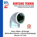 Knee / Elbow 1/4" inch Besi Galvanis Galungung (G) Brand 90 Derajat