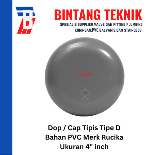 Dop / Cap PVC Rucika 4" inch D (Tipis)