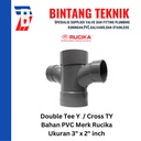 Large Radius Double Tee Y 3" x 2" inch PVC Rucika D (Tipis)