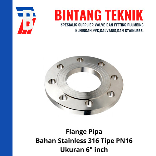 Flange Pipa 6" inch Stainless (SUS) 316 PN16