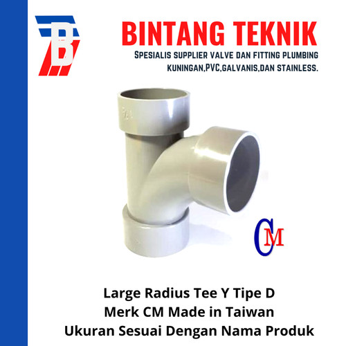 Large Radius Tee Y 8" PVC D Merk CM Taiwan