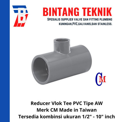 Tee / Vlok Tee 10" x 6" PVC AW Merk CM Taiwan