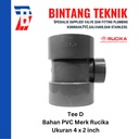 Reducer Tee (Vlok Tee) 4" x 2" inch PVC Rucika D