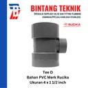 Reducer Tee (Vlok Tee) 4" x 1 1/2" inch PVC Rucika D