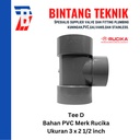 Reducer Tee (Vlok Tee) 3" x 2 1/2" inch PVC Rucika D