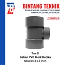 Reducer Tee (Vlok Tee) 3" x 2" inch PVC Rucika D