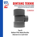 Reducer Tee (Vlok Tee) 3" x 1 1/2" inch PVC Rucika D
