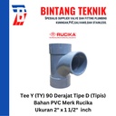 Large Radius Tee Y 2" x 1 1/2" inch PVC Rucika D