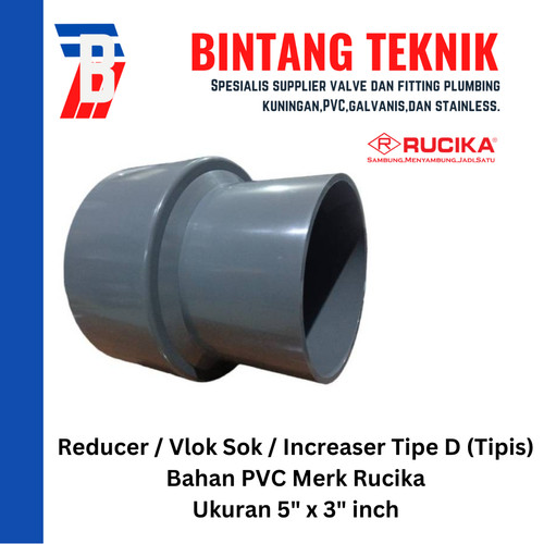 Reducer Sok / Vlok Sok 5" x 3" PVC Rucika D - Increaser