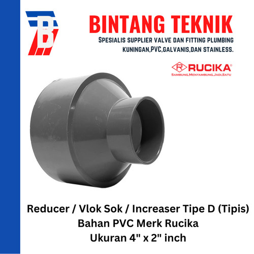 Reducer Sok / Vlok Sok 4" x 2" PVC Rucika D - Increaser