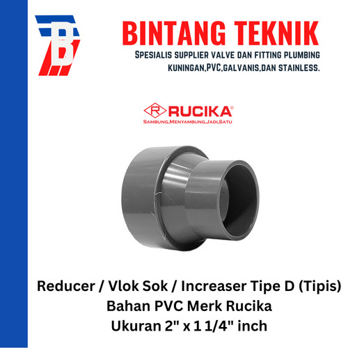 Reducer Sok / Vlok Sok 2" x 1 1/4" PVC Rucika D - Increaser