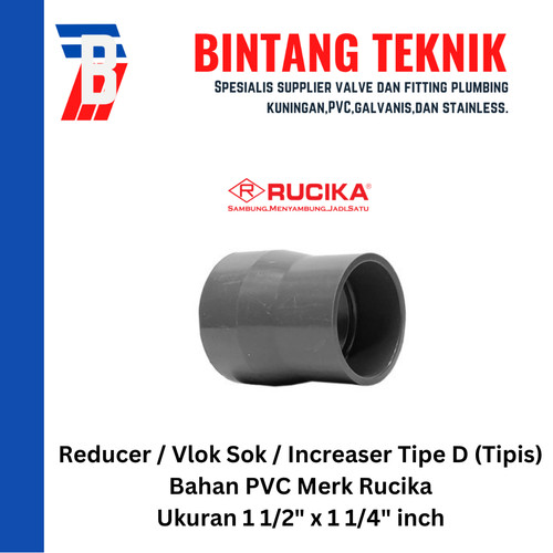 Reducer Sok / Vlok Sok 1 1/2" x 1 1/4" PVC Rucika D - Increaser
