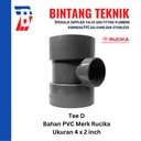 Reducer Tee (Vlok Tee) 4" x 2" inch PVC Rucika D