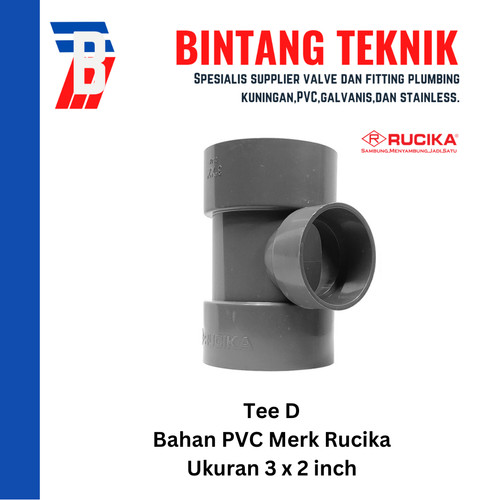 Reducer Tee (Vlok Tee) 3" x 2" inch PVC Rucika D