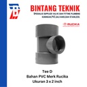 Reducer Tee (Vlok Tee) 3" x 2" inch PVC Rucika D