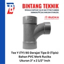 Large Radius Tee Y 3" x 2 1/2" inch PVC Rucika D