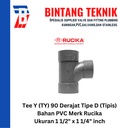 Large Radius Tee Y 1 1/2" x 1 1/4" inch PVC Rucika D