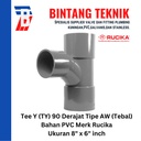 Large Radius Tee Y 8" x 6" inch PVC Rucika AW