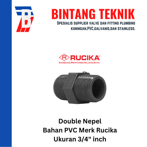 Double Nepel / Double Nipple 3/4" inch PVC Rucika AW (Tebal)