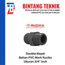 Double Nepel / Double Nipple 3/4" inch PVC Rucika AW (Tebal)