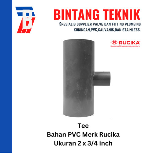 Reducer Tee (Vlok Tee) 2" x 3/4" inch PVC Rucika AW