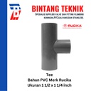 Reducer Tee (Vlok Tee) 1 1/2" x 1 1/4" inch PVC Rucika AW