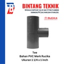 Reducer Tee (Vlok Tee) 1 1/4" x 1" inch PVC Rucika AW