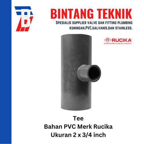 Reducer Tee (Vlok Tee) 2" x 3/4" inch PVC Rucika AW