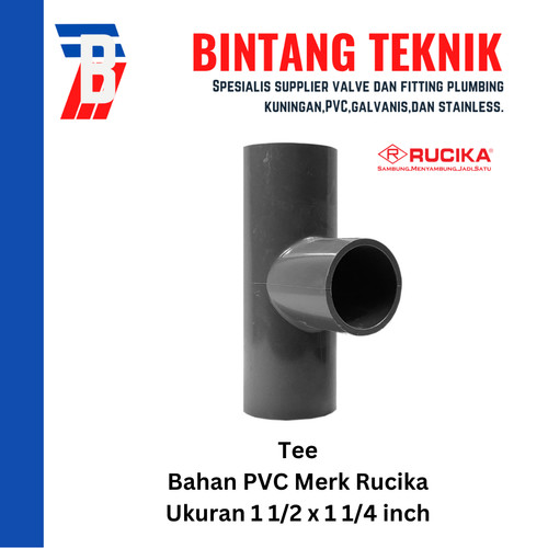Reducer Tee (Vlok Tee) 1 1/2" x 1 1/4" inch PVC Rucika AW