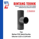 Reducer Tee (Vlok Tee) 1 1/2" x 1 1/4" inch PVC Rucika AW