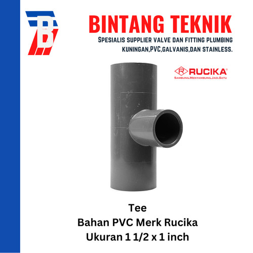 Reducer Tee (Vlok Tee) 1 1/2" x 1" inch PVC Rucika AW