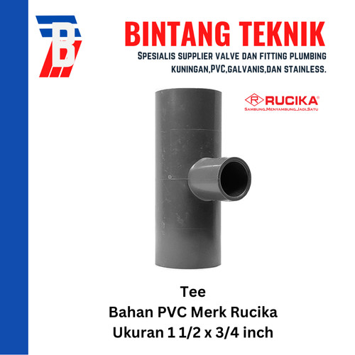 Reducer Tee (Vlok Tee) 1 1/2" x 3/4" inch PVC Rucika AW