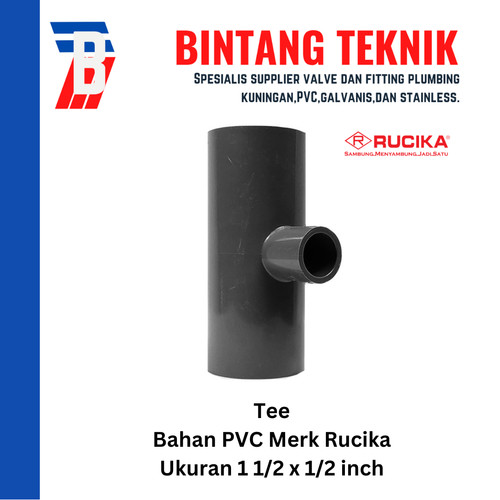 Reducer Tee (Vlok Tee) 1 1/2" x 1/2" inch PVC Rucika AW