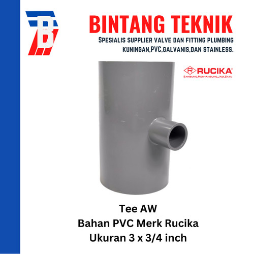 Reducer Tee (Vlok Tee) 3" x 3/4" inch PVC Rucika AW