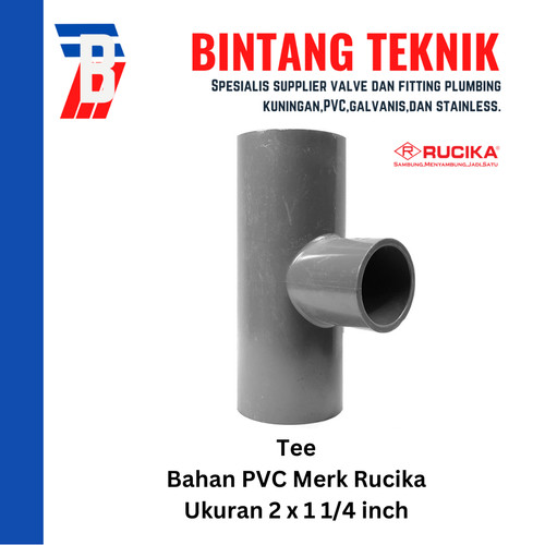 Reducer Tee (Vlok Tee) 2" x 1 1/4" inch PVC Rucika AW